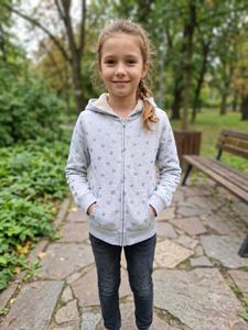 Cute Grey Heart Zip-Up Hoodie