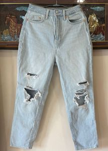 H&M ripped ultra high waist mom jeans