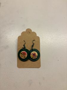 Handmade Charming Floral Button Earrings