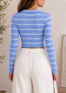 Striped Collared Crop Top