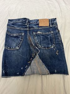 Distressed Denim Mini Skirt