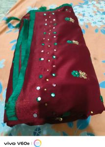 Beautiful Elegant maroon colour saree