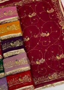 Elegant Pink Embellished Saree