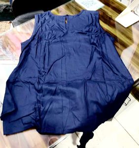 XL, 2XL size Navy Blue Tie-up Top from