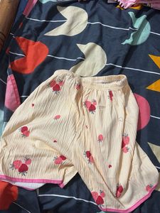 Cute Strawberry Print Pajama Top 3 piece free size