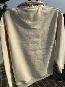 Cream Waffle Knit Quarter Zip Sweater