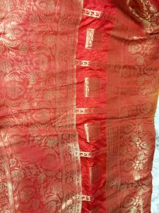 zari work Red Saree with Blouse🪷🎀🥳