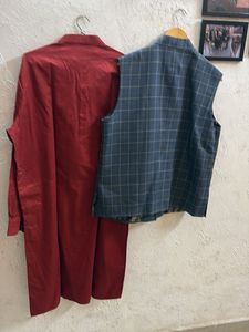Men's Kurta Set with Nehru Jacket XL