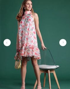 Floral Print Halter Neck Dress