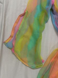 Rainbow Striped Bell Sleeve Top