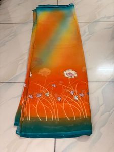 Ombre Floral embroidery Saree