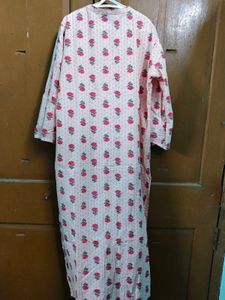 Light Pink Floral Print Kurta with Parrot jhumki
