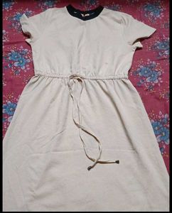 Cream Casual Midi Dress