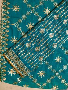 Semistitched Embroidered With Mirror N Stones Work