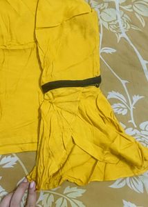 Mustard 3pc Set[ Crop top, Skirt &amp; Shrug]