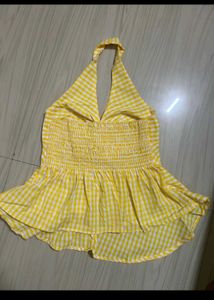 Women  Check Halter Neck Cotton Top with free gift