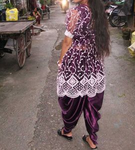 Elegant Purple Kurta Set with Dhoti Pants