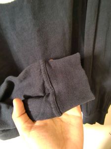 Navy Blue Crew Neck Graphic Sweatshirt