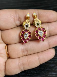 Exquisite Earrings with Ruby and Diamonds