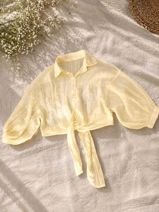 Stylish Tie-Front Cropped Blouse