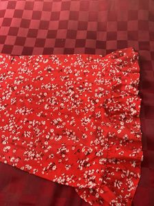 Red v neck line Floral Print Mini Dress(urbanic)