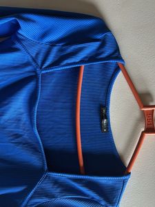 Ribbed Blue Square Neck Cropped Top