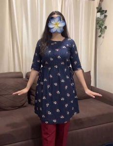 Feeding kurta Navy blue floral print