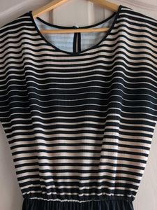 Striped Black &amp; Beige Jumpsuit