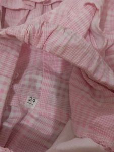 Adorable Pink Plaid Dress &amp; Shorts Set