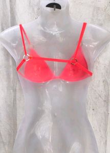 Neon Orange Mesh Bikini Top