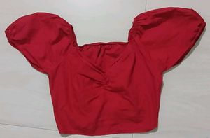 Chic Red Puff Sleeve Top