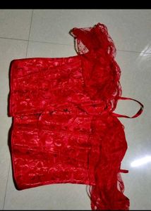 Savana Red Off-Shoulder Lace Corset Top