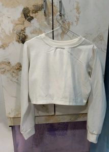 White 'Stay Humble' Cropped Long Sleeve Tee