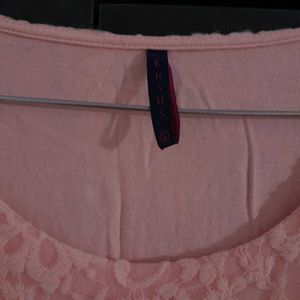 Pink Lace Bell Sleeve Top