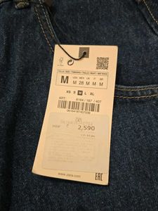 ZARA Denim A-Line Skirt with Front Slit