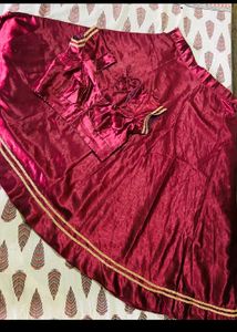 Maroon Silk Lehenga Choli Set