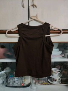 Brown Ribbed Tank Top