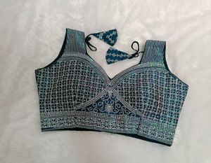 Designer Embellished Teal Blouse