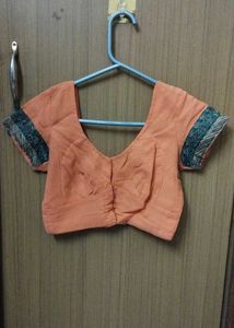 Sandalwood Orange Saree with Embellished Border