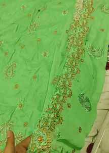 plus size Lime Green Embroidered Suit Set