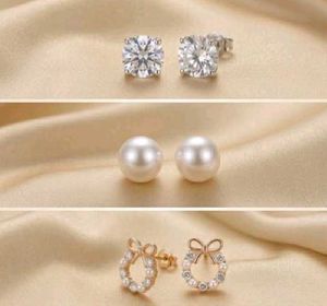 Chic Bow Pearl & Crystal Earring Set(3)