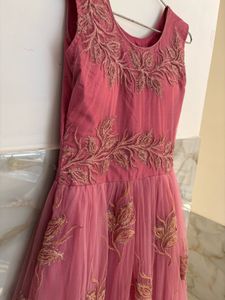Net Embroidered Pink Gown
