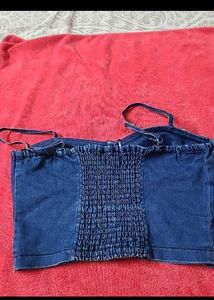 Denim Button-Up Crop Top