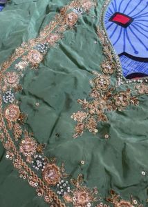 Embroidered Green Silk suit