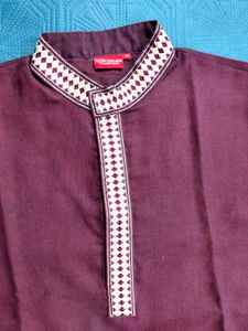 Maroon Kurta with Embellished Border