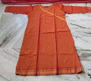 🧡⚜️Orange Kurta with Golden Border