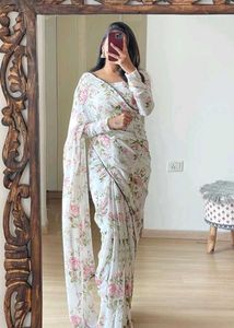 Floral Print Saree with Blouse (Ready to Wear)