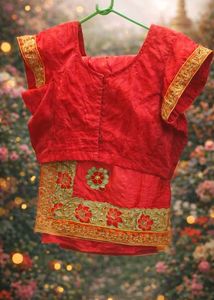 red and  pink double tonned saree