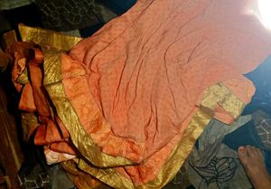 Women's Pink Floral Embroidered Organza Saree with