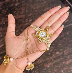 Exquisite Gold Tone Statement Watch Bracelet